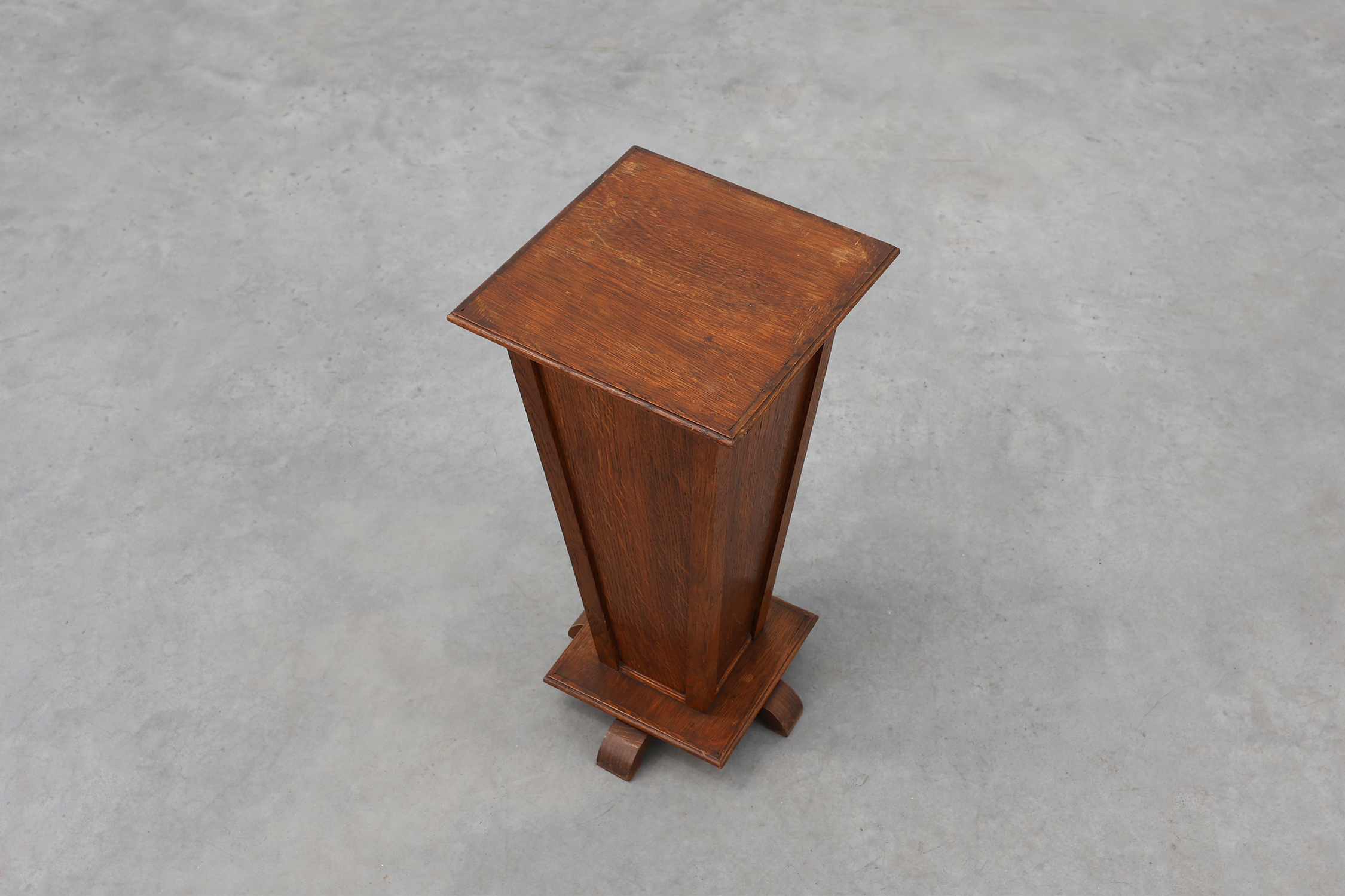 French Art Deco Solid Oak Pedestal or Plant Stand, Display Column, ca 1925thumbnail